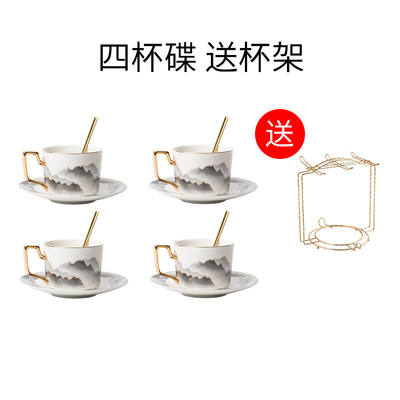 中国风马克杯家用咖啡杯套装礼盒水墨陶瓷杯欧式小轻奢下午茶杯子