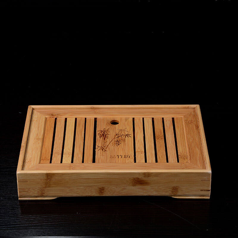 高档祥福茶盘箱式盛水竹子茶盘功夫茶具竹制储水茶托盘茶船竹