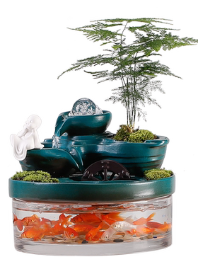 流水摆件循环水招财鱼缸生财客厅