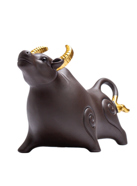 牛气冲天紫砂吉祥物家居客厅摆件