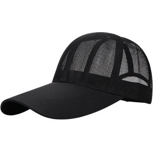 夏季镂空网帽加长檐棒球帽透气防晒帽子钓鱼帽网眼帽速干遮阳帽男