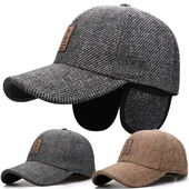 冬季 棒球帽男加厚加绒护耳鸭舌帽爸爸帽中老年帽子全封棉帽