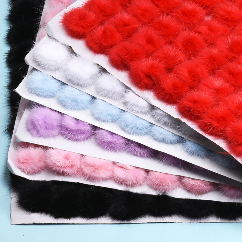 天然水貂毛球发簪发饰辅料材料