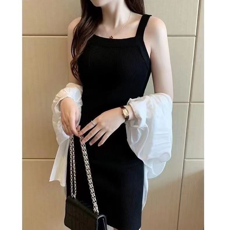 热卖款夏季女装网红黑白条纹连衣连衣裙