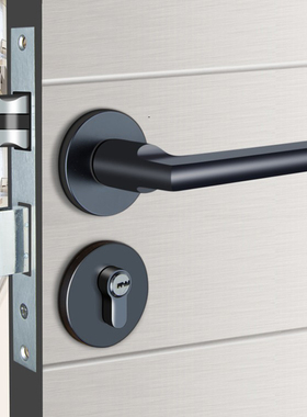 58锁具室内门静音把手房门锁美式黑色门锁拉手分体锁门锁