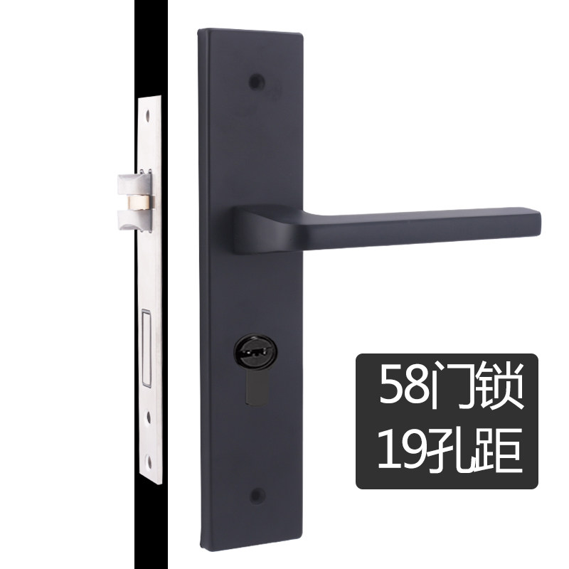 家用黑色静音木门锁卧室办公室卫生间室内房间门把手柄锁具三件套