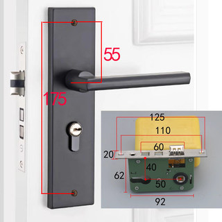 卧室门锁室内家用木门把手静音房门锁通用型黑色房间实木锁具手柄