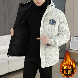 冬季新款连帽羽绒棉服男潮流休闲复古高级感保暖冬装防寒棉衣外套