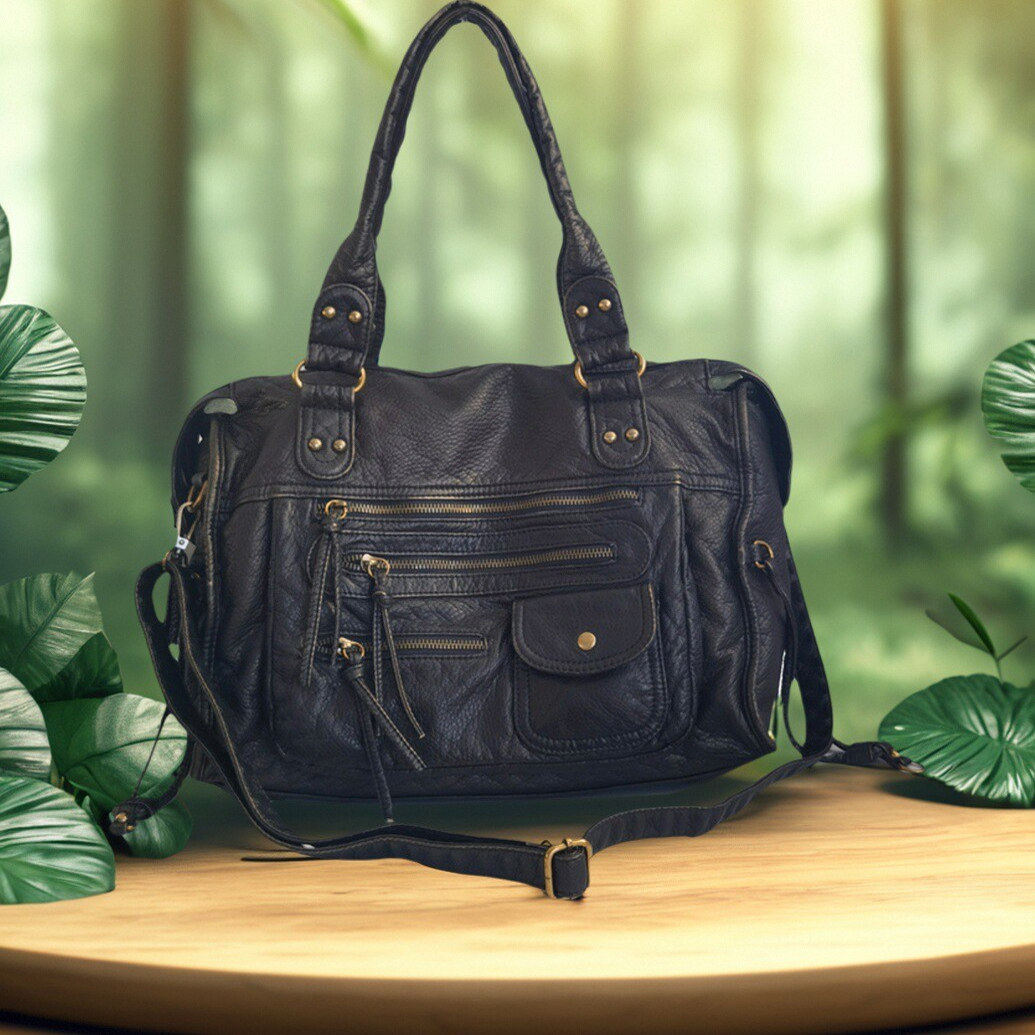 2025新款软皮百搭时尚手提单肩斜跨潮爆机车包女士复古休闲大容量