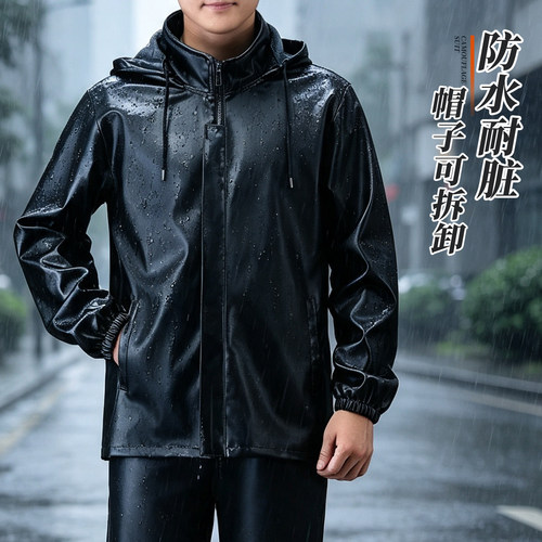 春秋男士皮衣套装防水防风工作服