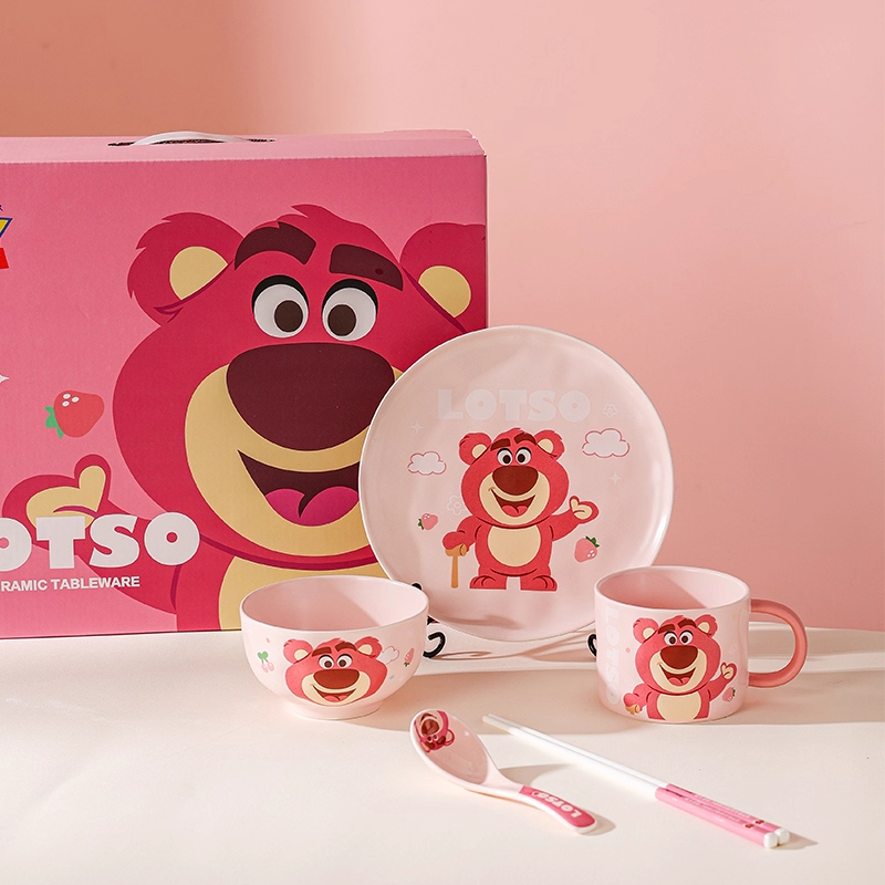 迪士尼正版草莓熊粉色米饭面碗