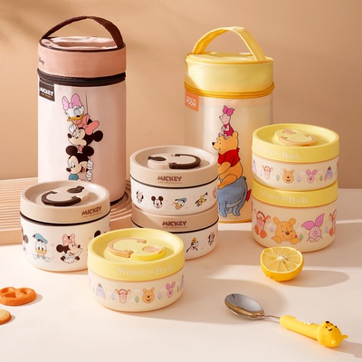 维尼熊米奇保鲜饭盒不锈钢碗