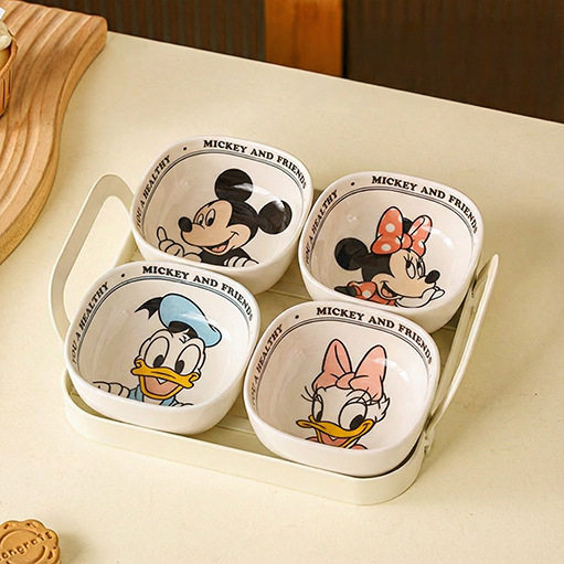 迪士尼蘸料卡通调味碟家用饺子小吃碟正方形菜碟子小盘子陶瓷餐具