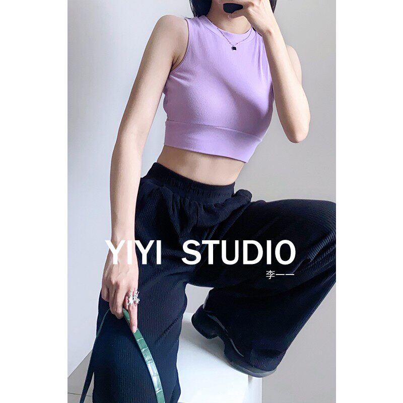 y1077欧美辣妹风后背绑带背心