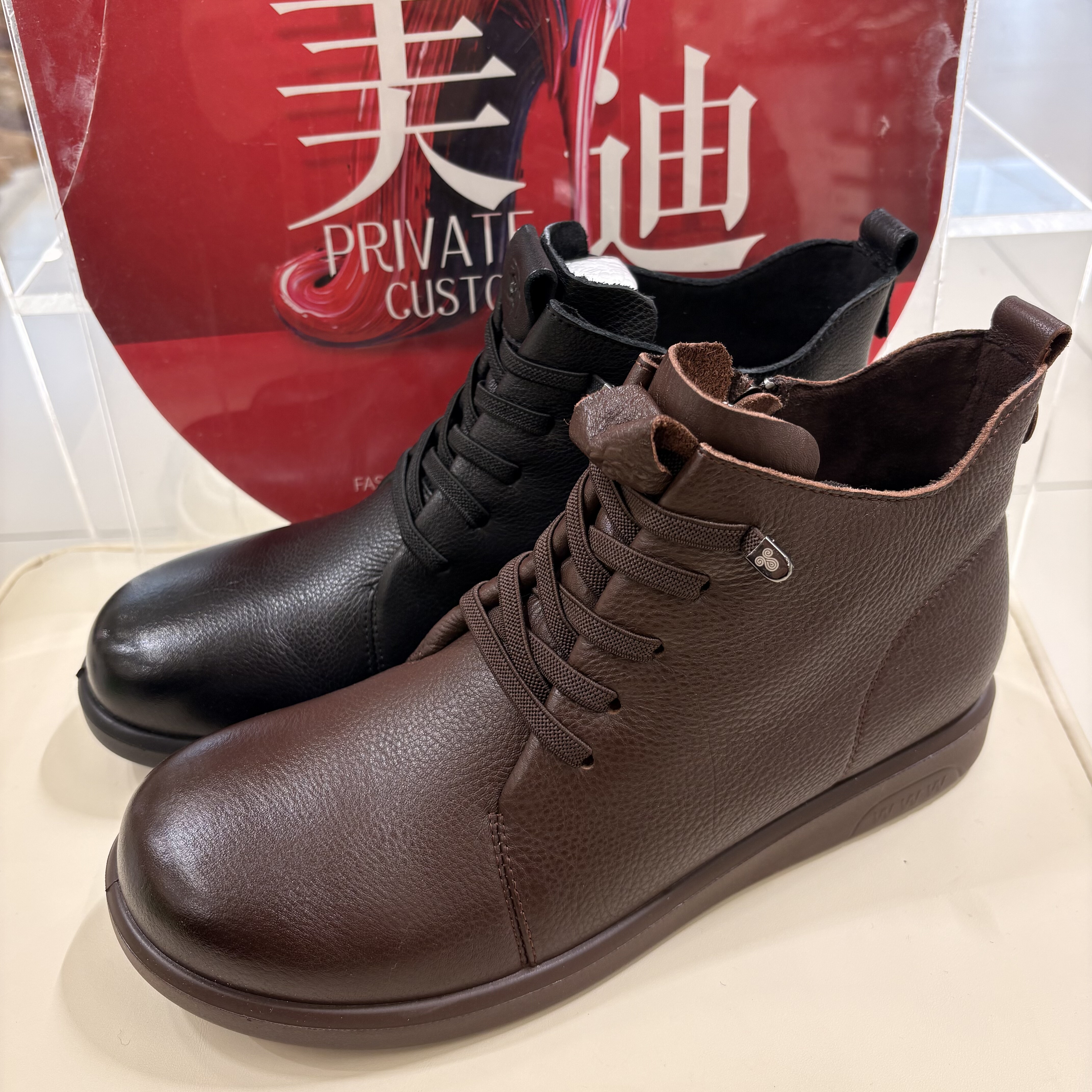 足足红专柜牛皮2025秋冬季女靴新款秋冬粗跟女鞋时尚真皮加大号42