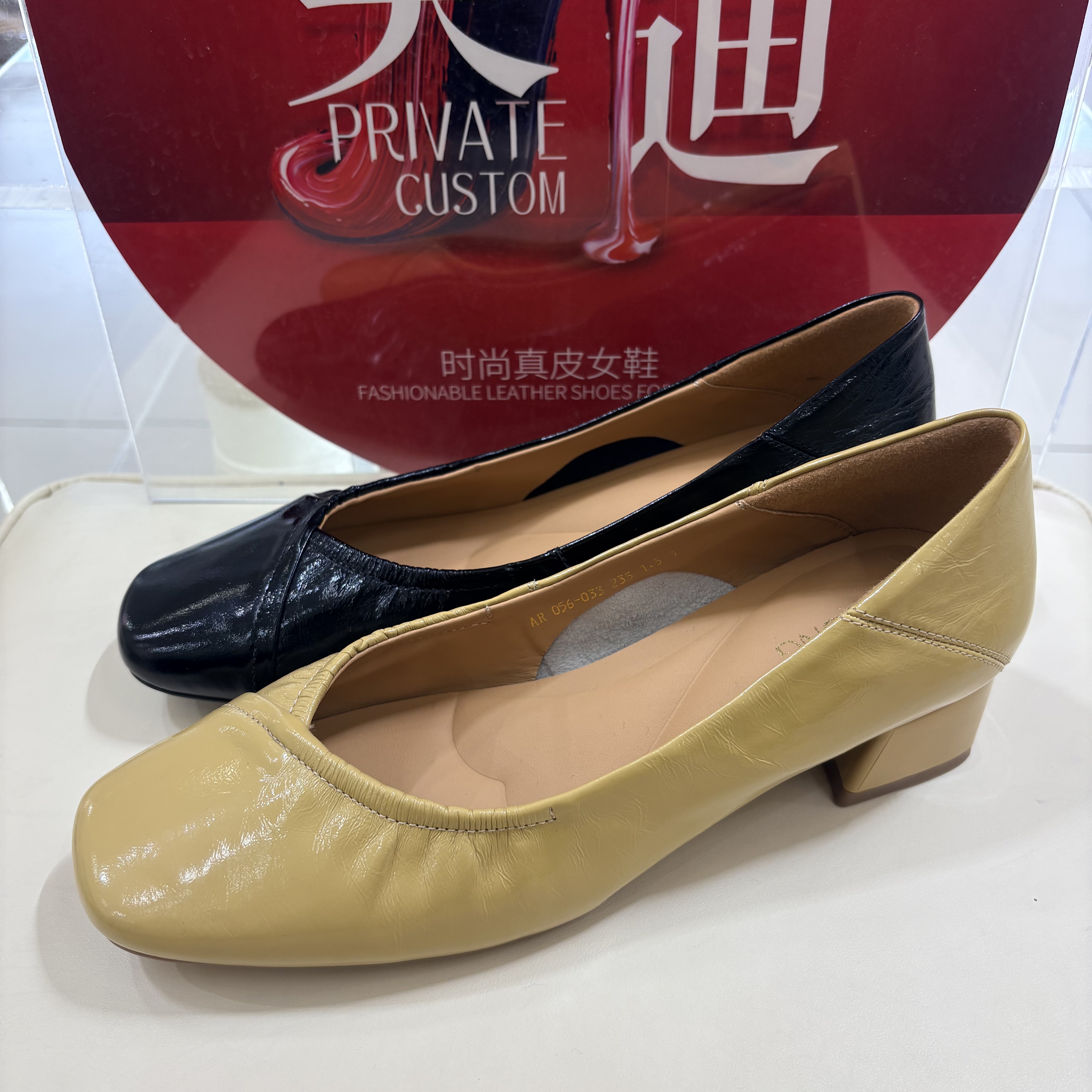足足红品牌专柜新款牛皮真皮方头细跟单鞋女鞋韩版浅口百搭时尚