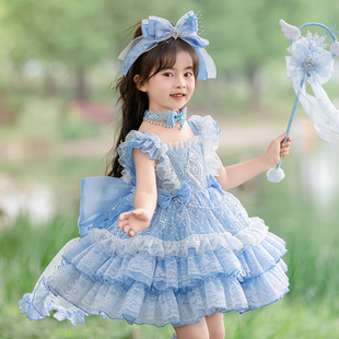 女童洛丽塔公主裙过生日裙子夏款儿童礼服吊带裙套装轻奢高级感裙