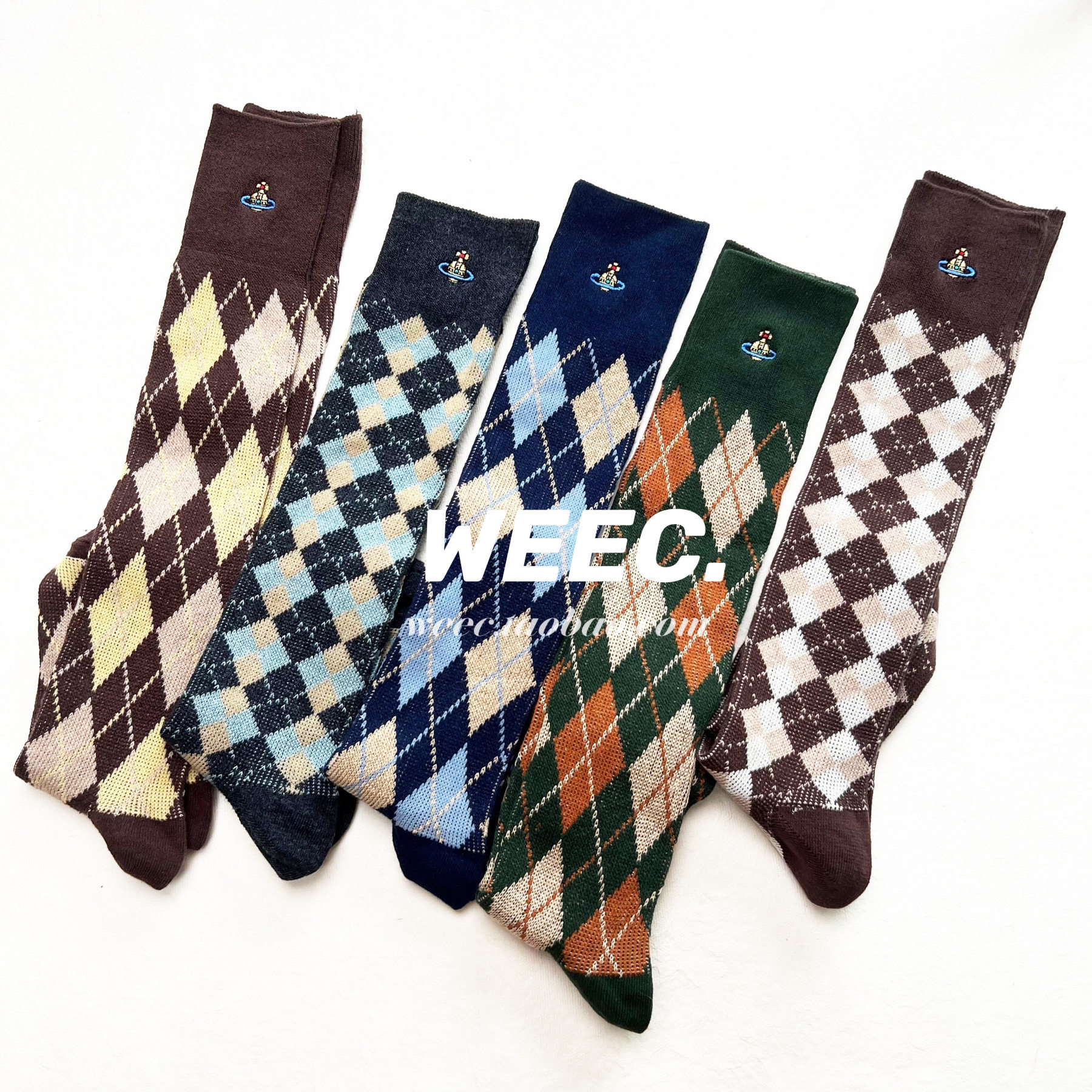 vw薇薇安韦斯特伍德 土星西太后美式学院风复古菱格及膝长筒女袜