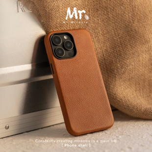 15promax 简约轻奢个性 保护套 防摔时尚 创意 全包真皮可磁吸 法国haas福宝小牛皮适用于苹果iPhone16