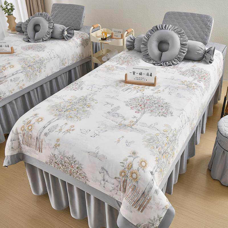 轻奢美容院床罩新款四件套理疗按摩头疗医美床单被套四季通用logo