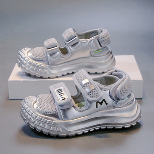 子2025夏季 爆款 新款 网面镂空运动鞋 男孩中大童休闲 包头凉鞋 女童鞋