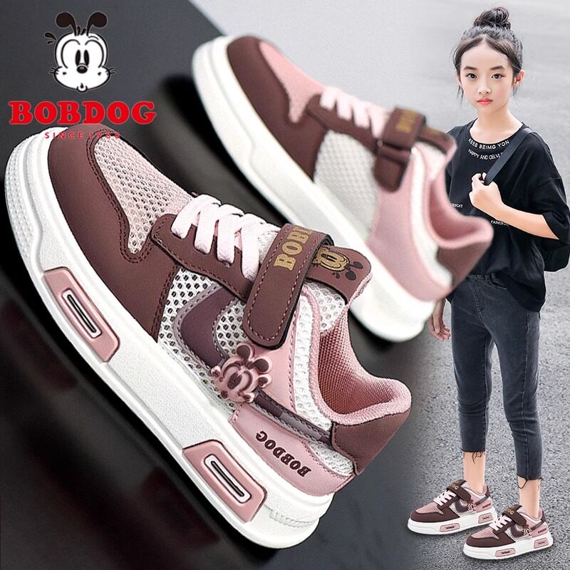 巴布豆女童鞋网鞋夏季镂空透气2025新款儿童网面运动低帮板鞋女孩