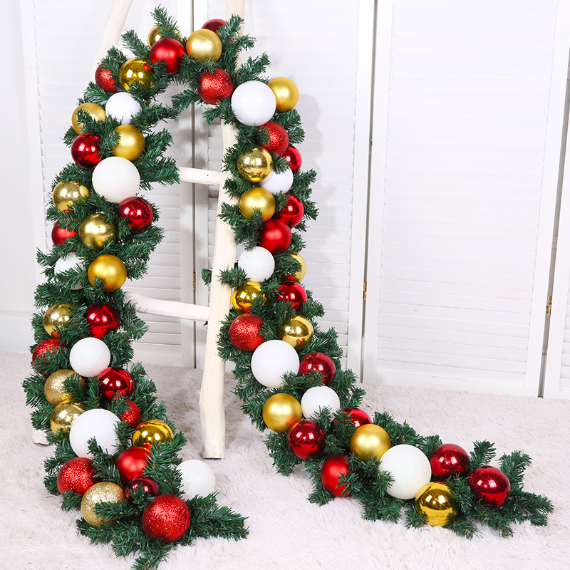 圣诞装饰品门店楼梯扶梯加密藤条扶手 酒店商场布置橱窗栏杆定制