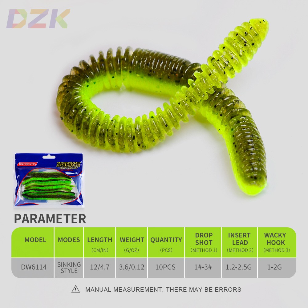 10PC路亚软饵 面条虫软虫蚯蚓倒钓组 沉水插铅鲈鱼黑鱼黑坑软鱼b8