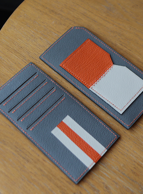 HIBBERS原创设计手工制作 Epsom头层牛皮配法羊撞色小卡包