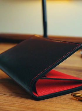 HIBBERS纯手工定制法国EPSOM牛皮真皮长款钱包支持刻字时尚撞色