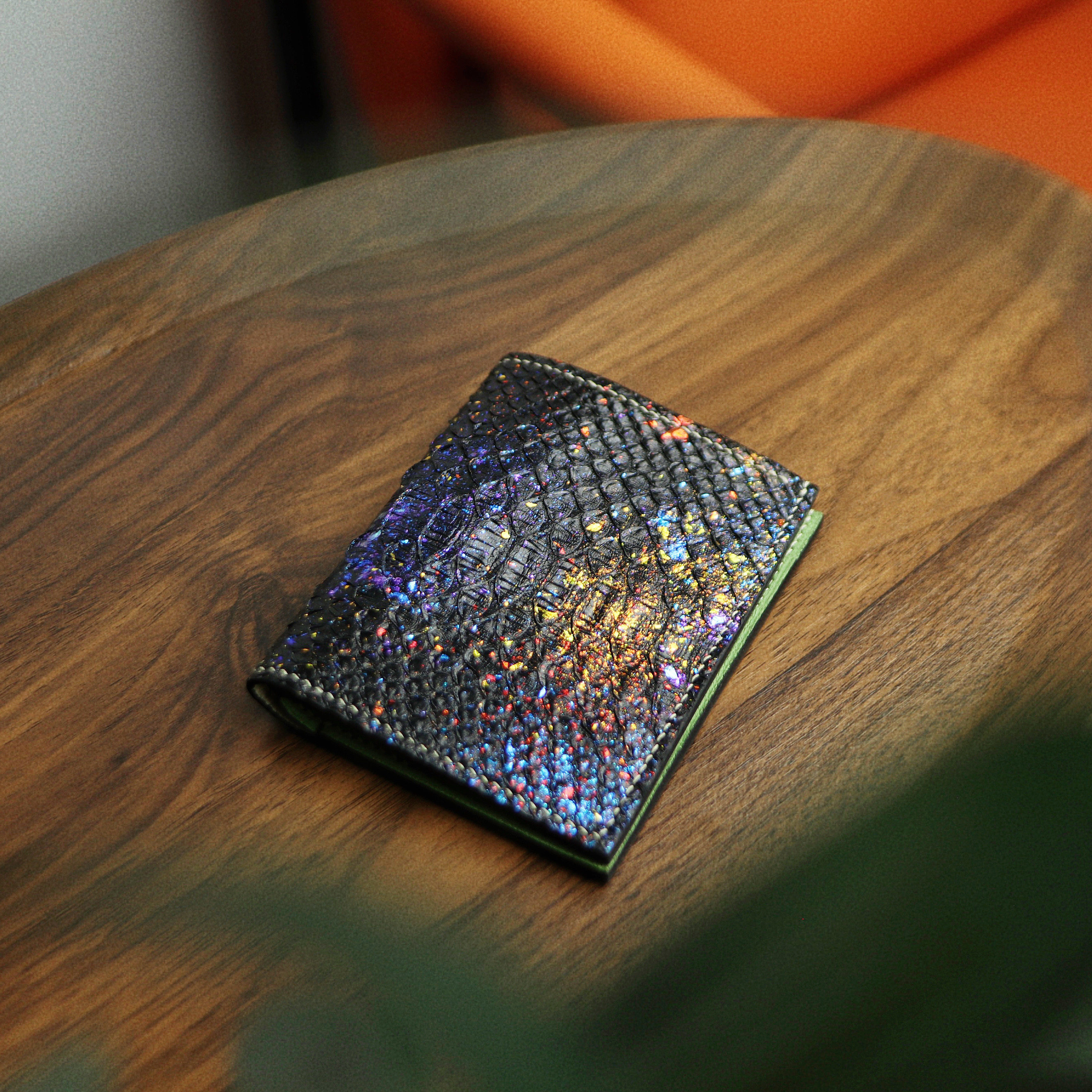 【璀璨星云】HIBBERS原创 X 法国chevre山羊皮蟒蛇皮手工短款钱包