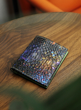 【璀璨星云】HIBBERS原创 X 法国chevre山羊皮蟒蛇皮手工短款钱包