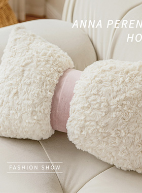 白色蝴蝶结靠枕床头靠垫装饰靠背北欧客厅沙发抱枕高级套腰枕