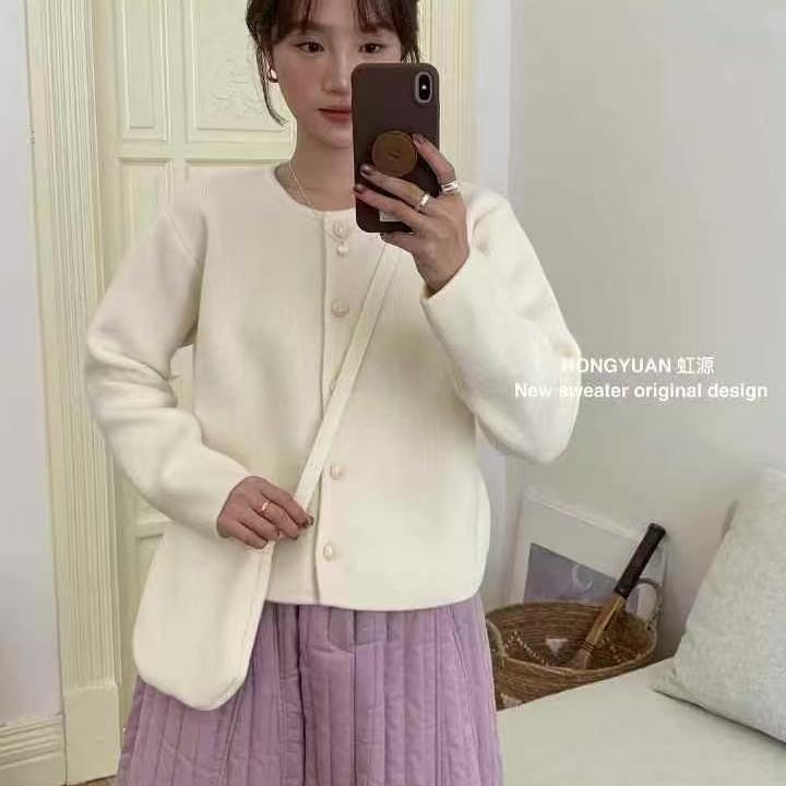 虹源6579毛衣针织甜美可爱开衫针织毛衣女外套气质韩系设计感样式