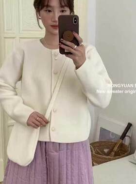 虹源6579毛衣针织甜美可爱开衫针织毛衣女外套气质韩系设计感样式