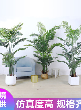 北欧仿真散尾葵盆栽假植物室内贵妃绿植盆景凤尾客厅装饰落地摆件