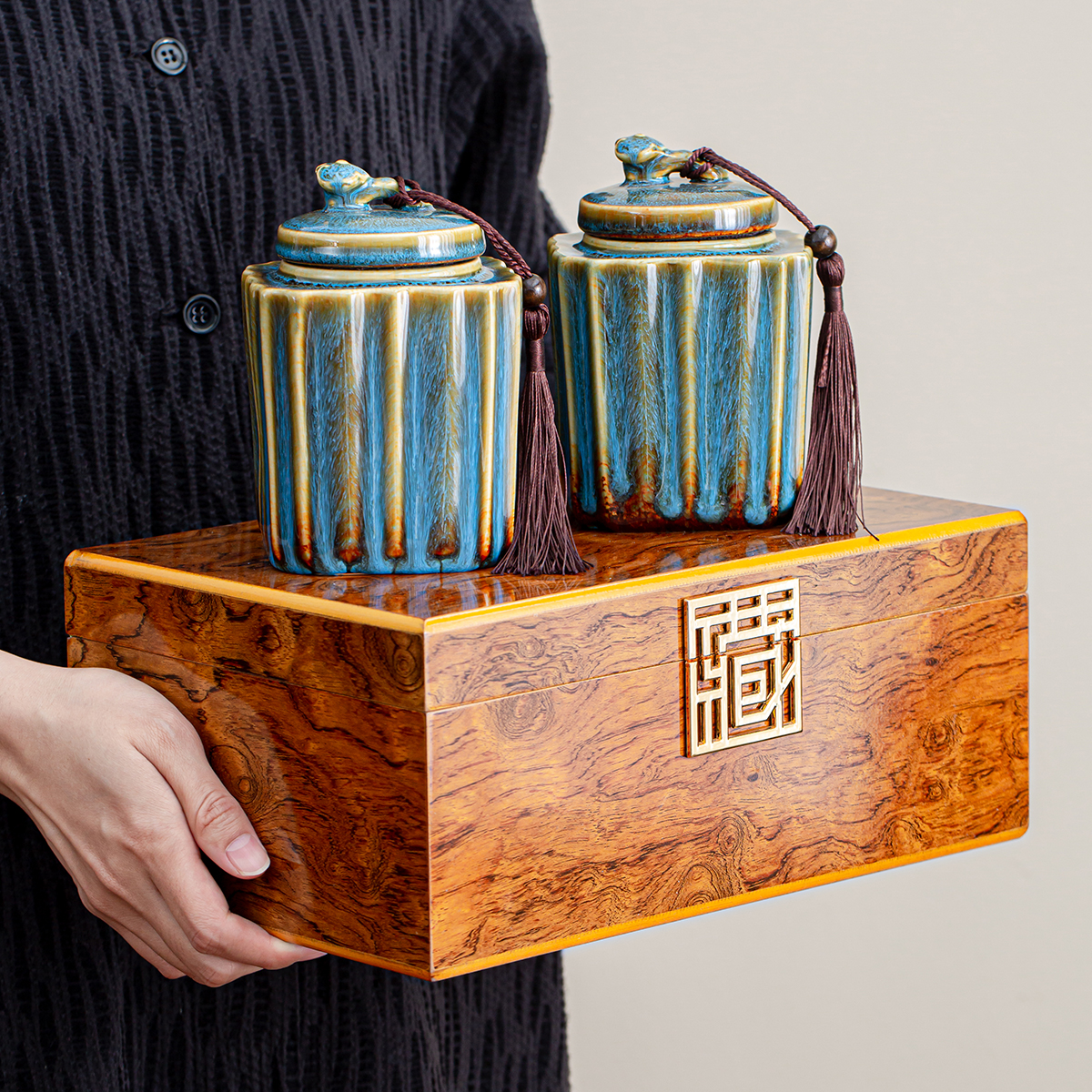 高档木盒茶叶包装盒空礼盒通用陶瓷密封存茶罐红茶绿茶礼品盒批发