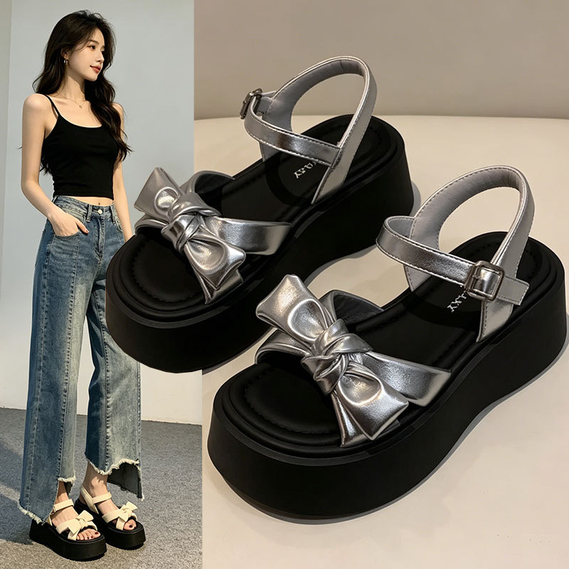 美拉德蝴蝶结凉鞋女10