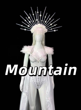 冰雪白玫瑰 Gogo 歌手演出定制款白色闪钻高级感电音节套装