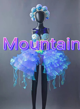 演出服定制酒吧开场蓝色海洋大秀gogo服装店庆舞美视觉夜店大气