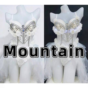 夜店gogo女dj演出服性感钻连体tutu裙半包裙蹦迪rave歌手套装