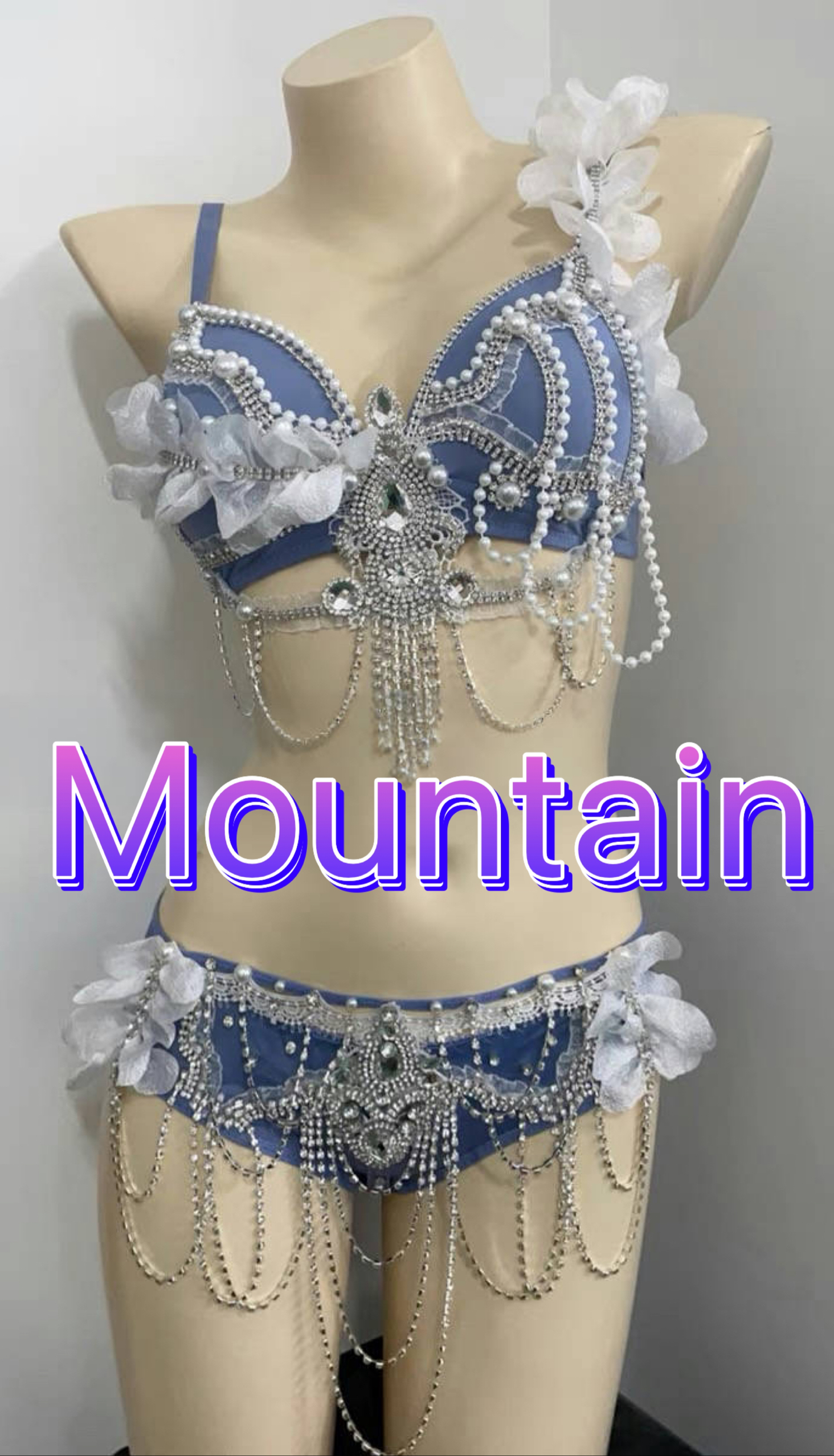 定制舞美设计演出服夜店酒吧女满钻流苏链条花朵比基尼歌手舞队