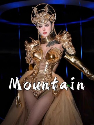 定制演出服金色大气主题大秀舞美店庆服装重工浮雕gogo夜店酒吧