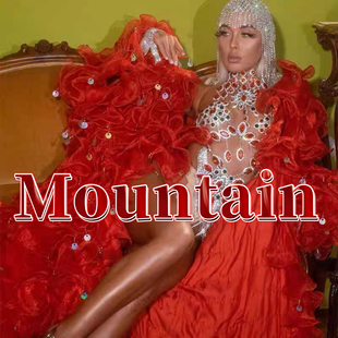 定制主题派对红磨坊复古做秀红色网纱波浪舞队女gogo酒吧演出服