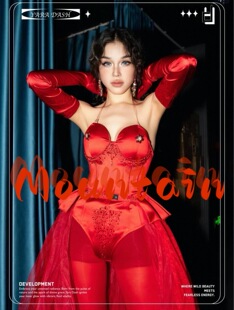 女歌手大气演出服欧美大妞范红色烫钻连体毛毛腿套白色羽毛比基尼