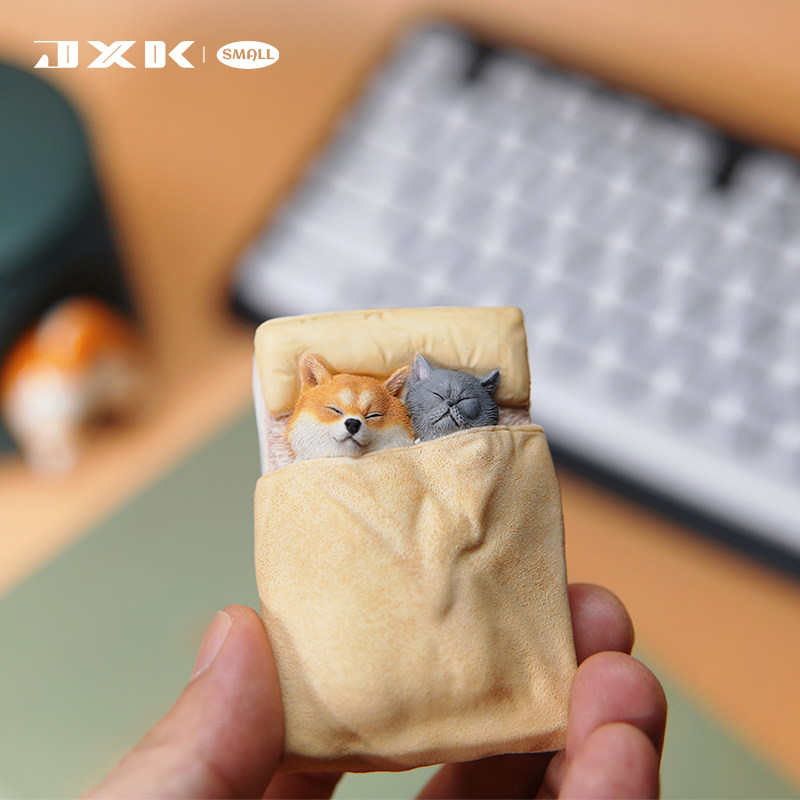 JXK 官方 柴犬模型 单身狗5.0手办 可爱萌系蓝猫咪冰箱贴桌面摆件