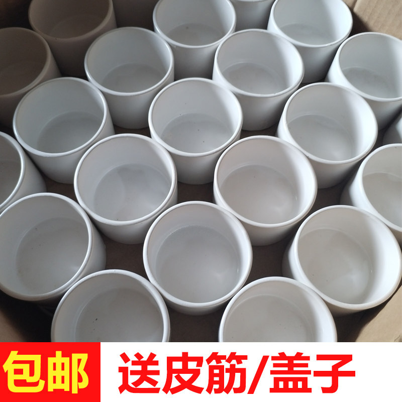 包邮蛐蛐罐蟋蟀盆白瓷罐1-5号白虫罐皮筋盖子养罐斗罐子用具用品