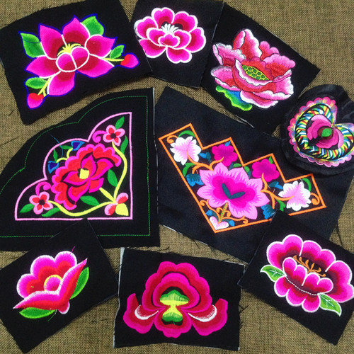 diy花朵服饰包包边角料小刺绣