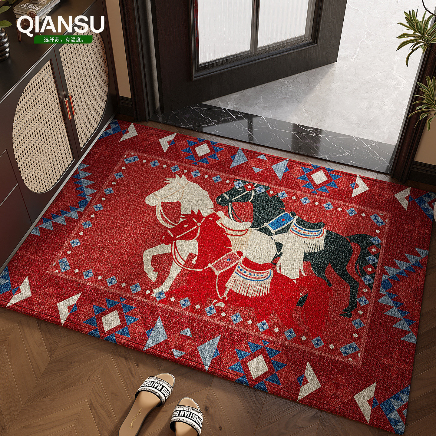 马年入户门地垫2026新款红色门垫高级门口地毯防滑脚垫免洗可裁剪,居家布艺,入户地垫,淘宝优惠券,粉丝福利购,淘宝优惠卷