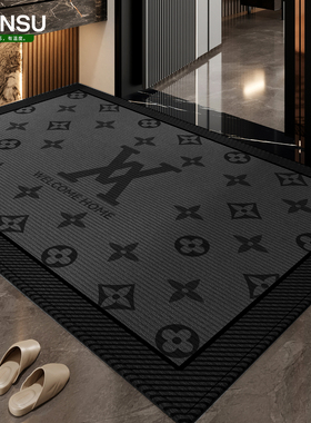 入户门地垫新款门口地毯免洗防滑高级门垫可裁剪脚垫耐脏黑色定制